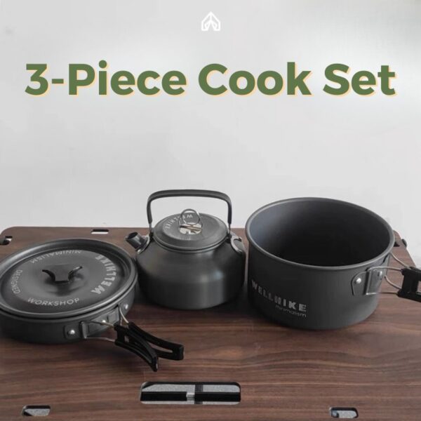 3Piece Aluminum Camping Cook Set Desert Camping